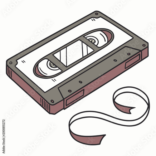 Cassette tape, audio cassette, music tape, vector illustration, retro technology