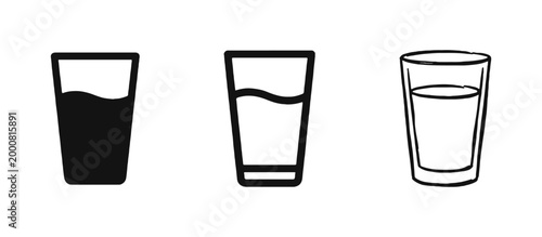 Glass of Water Icons - Refreshment and Hydration