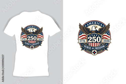 4th of July,  nurse of freedom, Independence Day T-shirt design