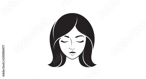Stylized Black and White Illustration of a Womans Face.