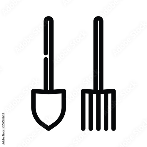 Shovel and fork icon design template