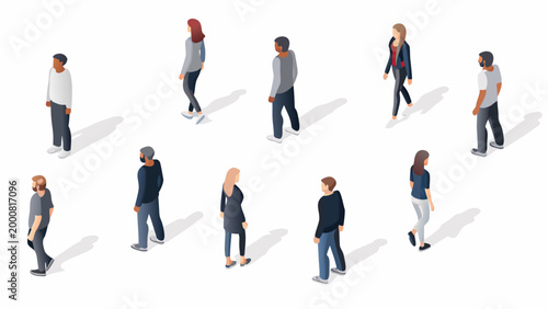 isometric people in various poses on white background high quality professional detailed modern elegant stylish