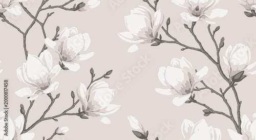 Beautiful white magnolia flowers on a soft pink background