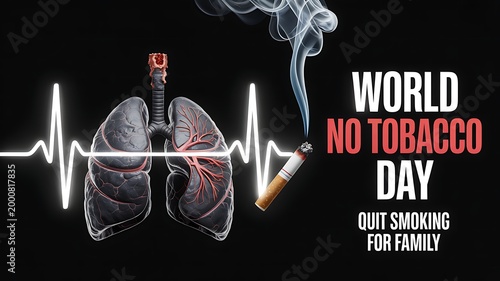 World no tobacco day concept with lungs and cigarette smoke