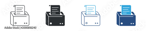 Receipt printer icon set. POS thermal printer. billing and transaction concept. vector illustration.