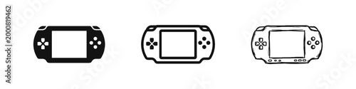 Portable Game Console Handheld Device Icon Set in Three Graphic Styles