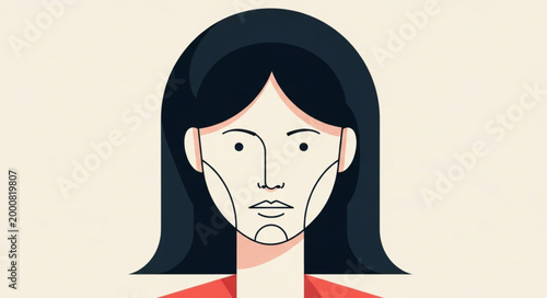 Stylized Portrait of a Woman with Defined Facial Lines.