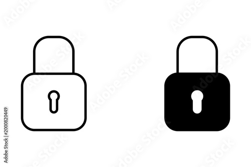 Lock icon set. Padlock open and closed. Locked and unlocked icon. Security symbol. Vector illustration.