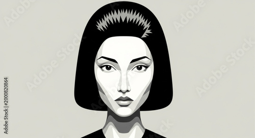 Stylized Portrait of a Woman with Bob Haircut.