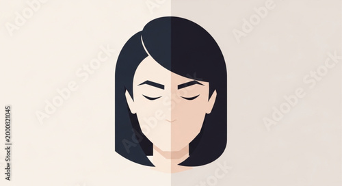 Stylized Portrait of a Woman with Closed Eyes.