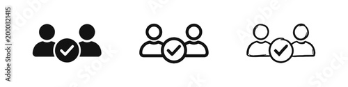 Team Verification and Human Resources Icons with Approval Checkmark