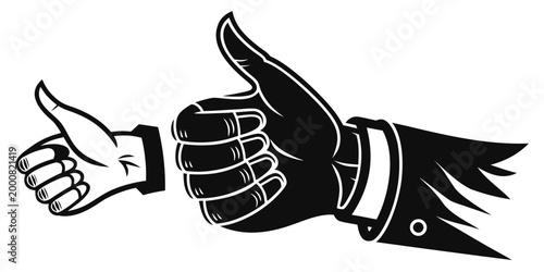 Dual thumbs up gesture graphic showing two hands providing positive feedback and approval with thumbsup approval agreement positive feedback corporate business illustration excellent isolated