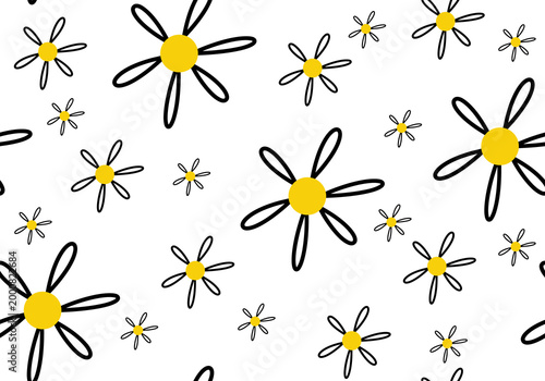 Pattern with stylized daisies and invigorating colors perfect for summer