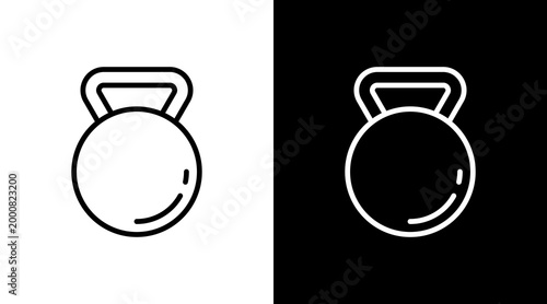 Kettlebell White Icon Set Design