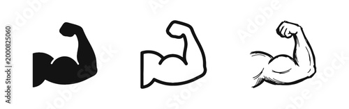 Strong Bicep Muscle and Fitness Icon Set
