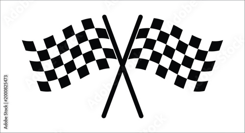 crossed checkered flags on white background high quality