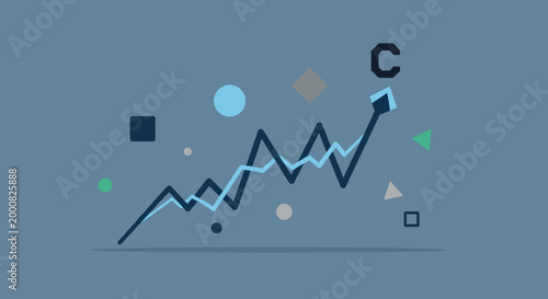 Flat minimalist illustration of market volatility, b Crypto Bitcoin