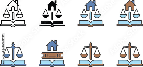 Trust and estate law icons set, editable stroke multi-style vector collection for legal consultation, inheritance, estate planning, asset protection and law office branding design.