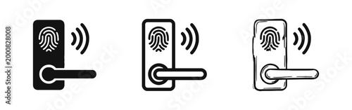 Smart Fingerprint Door Lock and Biometric Security Icons