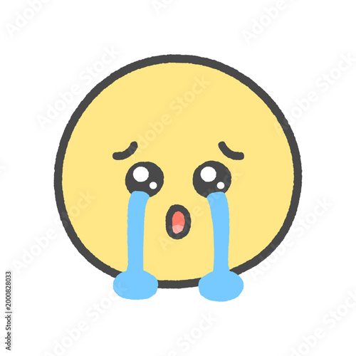 滝のような涙を流して大泣きする顔の手描きのかわいい絵文字 - 号泣･ぴえん･感動など泣いている表情