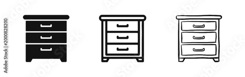 Bedside Nightstand and Chest of Drawers Furniture Icons