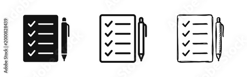 Checklist Form and Task Planning with Pen Icons