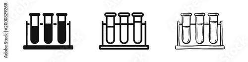 Laboratory Test Tubes Icons Set - Science, Chemistry, and Medical Research Symbols