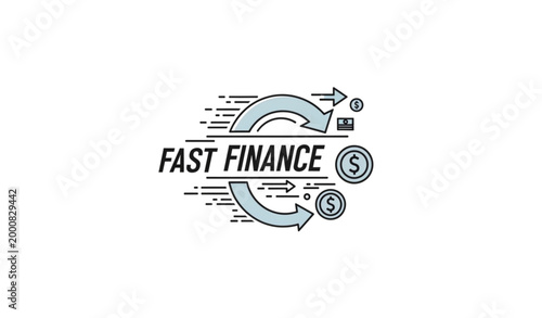 Fast finance logo abstract payment symbol speed money transfer vector illustration