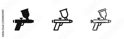 Paint Spray Gun Icons Set - Automotive Painting and DIY Tool Symbols