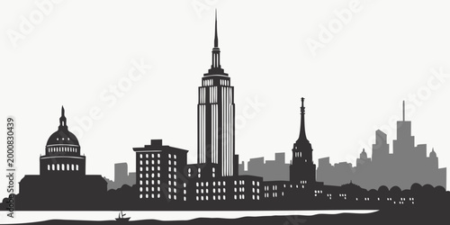 Photos City skyline silhouette with iconic capitol building and modern skyscrapers silh