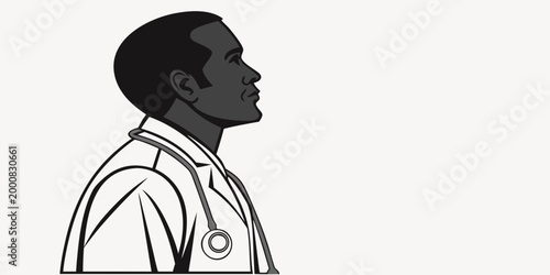 Profile silhouette of a doctor with stethoscope in a professional medical setting physician stethoscope healthcare medicine professional practitioner clinical hospital silhouette wellness