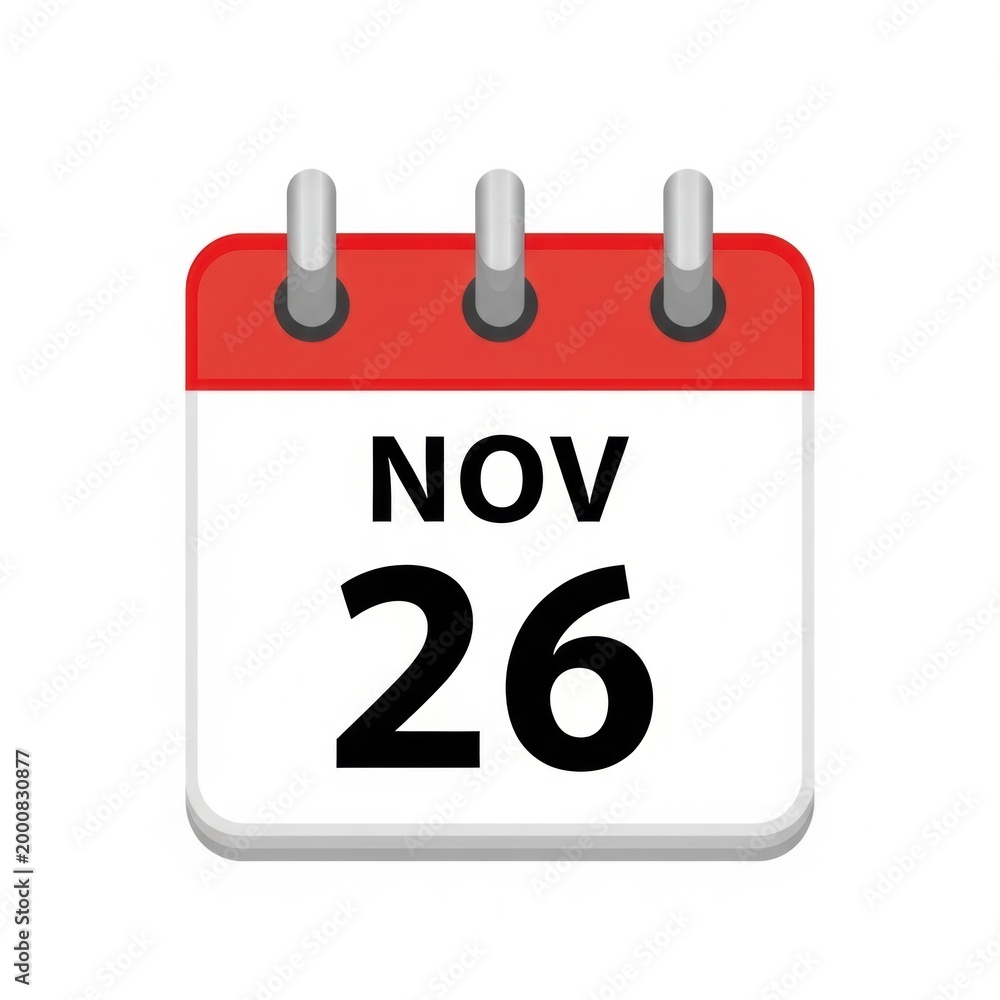 Fototapeta premium November 26 calendar icon