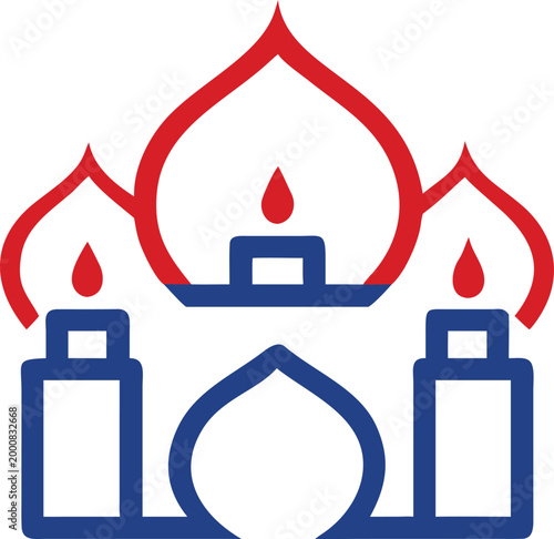 Traditional multi domed architectural outline with flickering candles representing ancient cultural heritage and spiritual gatherings