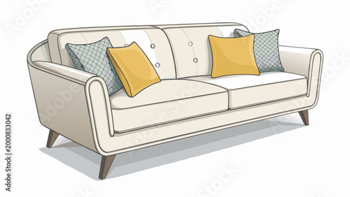 Modern Sofa with Colorful Pillows Furniture.