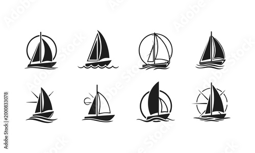 Sailing boats glide across calm waters in various positions and styles.