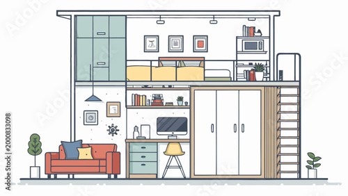 Modern tiny house interior design.