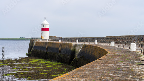 The lighthouse on the pier in Castletown, Isle of Man