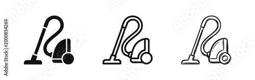 Vacuum Cleaner Household Appliance Icons - Solid, Outline, and Sketch Styles