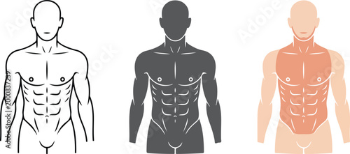 Minimalist outline icon set featuring a sandwich croissant and coffee cup for cafe menu design and breakfast food blog illustrations flat vector