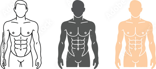 Minimalist outline icon set featuring a sandwich croissant and coffee cup for cafe menu design and breakfast food blog illustrations flat vector