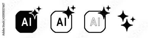 Banner Set AI generate icon set ai, Artificial intelligence symbol, sparkle star with square button, Generate symbol for application and web vector graphic design