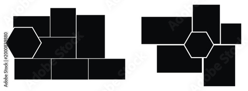 Set of rectangle and polygon for photo wall mood board template. polygon collage photo grid template.