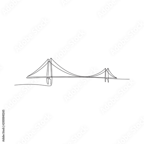 Golden gate bridge line drawing on white background