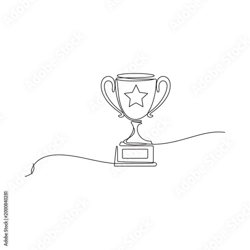 Line drawing of a trophy with a star minimalist style