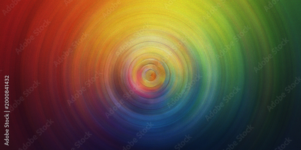 Fototapeta premium Radial rainbow spectrum swirl with heavy grain effect creating hypnotic circular color pattern for psychedelic art concepts.