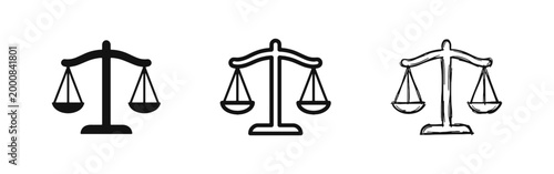 Scales of justice icon set representing law, equality, and fairness