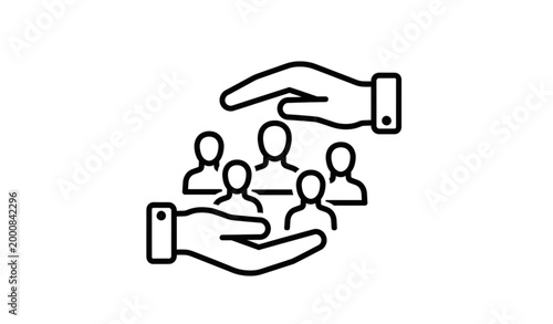 Customer retention icon hands protecting users filled vector illustration service care symbol