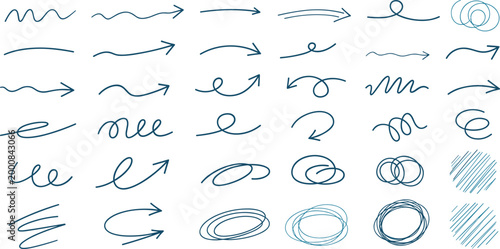 Fotografie Hand-drawn Arrows, Curves, and Swirls for Directional, Creative, and Decorative