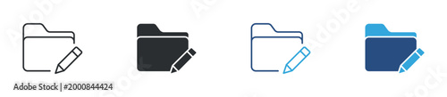 Edit folder icon set. file management with pencil. document organization and editing concept. vector illustration.