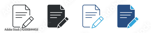 Document edit icon set. file with pencil symbol. content writing and modification concept. vector illustration.


